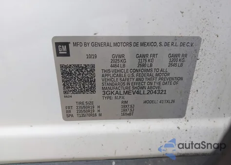 2020 GMC Terrain Fwd Sle from USA, damaged, VIN 3GKALMEV4LL204321